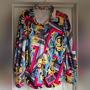 Amazon Essentials Women's Blouse in Black, Yellow, and Blue